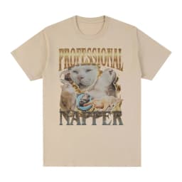 Professional Napper Funny Cat Meme T-shirt Men Women Casual Cotton Oversized T Shirt Fashion Vintage O-Neck T-shirts Streetwear