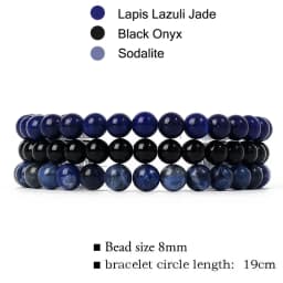 Kirykle Natural Stone Bracelet Sets 3Pcs/set Obsidian Hematite Tiger Eye Beads Bracelets Men for Health Protection Soul Jewelry