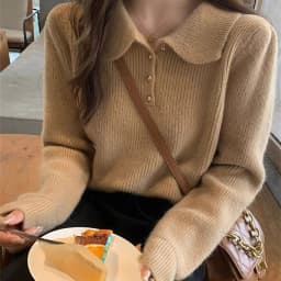 2026 Chic Turn Down Collar Knitted Sweaters Women Button Up Solid Color Sweater Pullovers Woman Korean Long Sleeve Jumpers Mujer