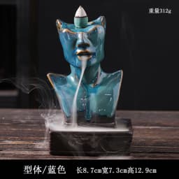Ceramic European American Statue Backflow Incense Burner, Creative Beauty Elephant Backflow Incense Pedestal Fragrance Diffuser