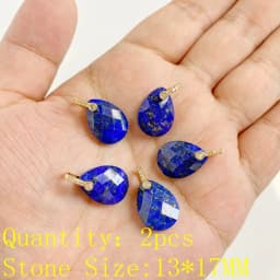 2PCS Natural Blue Lapis Lazuli Stone Gem Pendant Connector Charm For DIY Woman Men Jewelry Making Accessory Wholesale