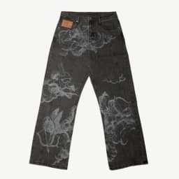 Y2K New Retro Centipede Embroidery Pattern Washed Oversized Wide-Leg Pants Street Gothic Harajuku Floor Pants For Men and Women