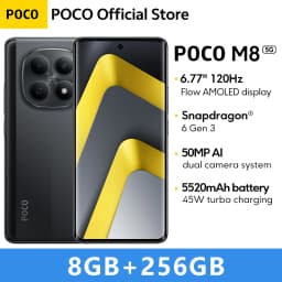 POCO M8 5G Global Version Smartphone Snapdragon® 6 Gen 3 6.77" Flow AMOLED display 5520mAh 45W Charging NFC