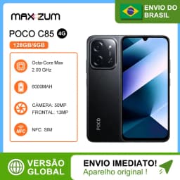 POCO C85 4G 128/6GB Android 15 NFC Tela 6.9” 120Hz Versão Global Bateria 6000mAh Carga Rápida