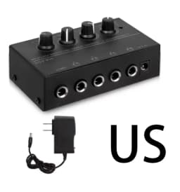 Ha400 Mini Amplifier Headphone Amplifier 4 Channels Ultra-Compact Stereo Audio Amplifier Earphone Amplifier with Power Adapter