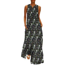 Skeleton Print Dress Spring Horror Monsters Street Style Bohemia Long Dresses Womens Night Club Maxi Dress Birthday Gift