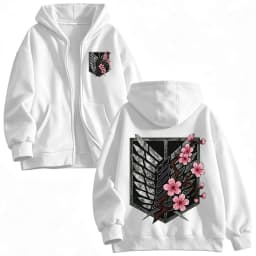Anime Attack on Titan Mikasa Ackerman Eren Jaeger Wings of Freedom Logo Zipper Hoodies Men Zip Up Sweatshirt Long Sleeves Jacket