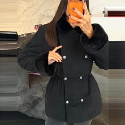 Casual Thicken Fur Patchwork Coats Women Full Sleeve Lapel Double Breasted Closed Waist Jackets Female 2026 Winter Lady Outwears
