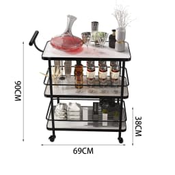 European Style Wine Trolley 3-Tier Kitchen Storage Rack Hotel Mobile Serving Cart Iron Home Dining Cart