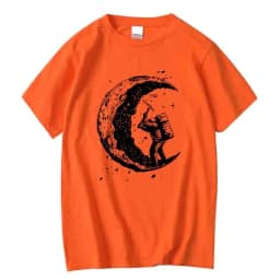 Men's High Quality Cotton Blend Moon Print Casual Summer Cool Short Sleeve Men Tshirt Loose t-shirt Male Tee Shirts Male Tee Top
