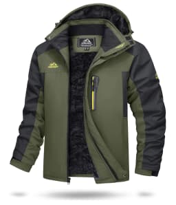 Men's Winter Jacket Waterproof Windproof Fleece Lined Parka Warm Thermal Coat with Removable Hood Outdoor Ski Snowboard Jacket
