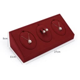 Wine Red Microfiber Jewelry Display Rack Ring Necklace Storage Organizer Jewelry Counter Display Props Earring Bracelet Holder
