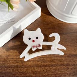 1pc Korean Cute Kitten Point Drill Acetic Acid Grab Girl Sweet Side Medium Half a Ponytail Nappy Little Hair Clip