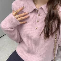 2026 Chic Turn Down Collar Knitted Sweaters Women Button Up Solid Color Sweater Pullovers Woman Korean Long Sleeve Jumpers Mujer