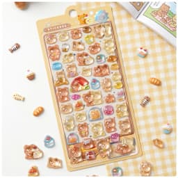 1 pc/4 pcs Cartoon Friend Bear Rabbit Drop 3D Stickers Scrapbook Decor Stationery DIY Journaling Sticker School Office Supplies