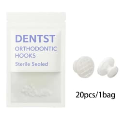 20PCS Dental Orthodontic Lingual Buttons-Bondable Round Mesh Base Composite Clear Ceramic Hook Dentistry Accessories Materials