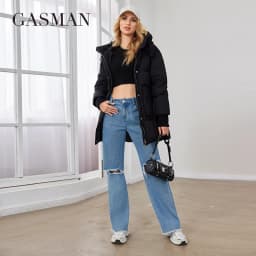 GASMAN 2023 Brand High Quality Solid Women's Jacket Black Fashion Warm Coats Women Winter Down Jackets Hooded Parkas 83271