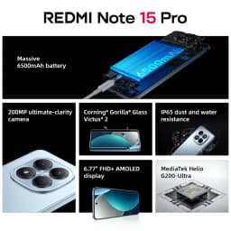 Global Version Xiaomi Redmi Note 15 Pro NFC Smartphone 256GB 512GB 6.77" AMOLED Display 200MP 6500mAh Battery 45W Turbo Charging