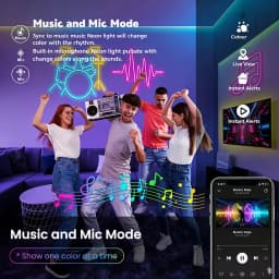 Aiopp Flexible RGB LED Neon Strip Light Indoor with APP & Remote,Timing Music Sync Waterproof Silicone Rope Lamp for Bedroom Garden Party Decor