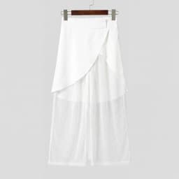INCERUN Men Pants Mesh Patchwork Wide Leg Trousers For Man Streetwear Loose See Through 2026 Fashion Irregular Pants Pantalones