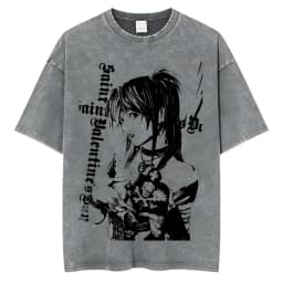 Vintage Washed Anime Death Note Misa Amane Print T Shirts Men Women Clothing Cotton Casual T-shirt Fashion Short Sleeve T-shirts