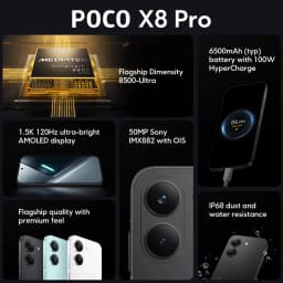 POCO X8 Pro Global Version Dimensity 8500-Ultra 6500mAh 100W HyperCharge 50MP OIS Camera 6.59" 1.5K 120Hz AMOLED 5G Mobile Phone