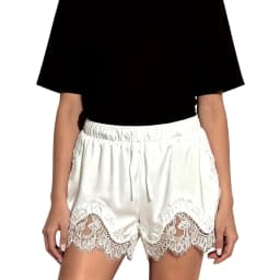 Women's Mini Shorts Lace Patchwork Drawstring Elastic Waist Casual Summer Lounge Shorts