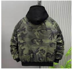 Autumn Winter Men's Retro False Two-Piece Camouflage Jacket - Plus Size Thickened Warm Casual Cotton Coat