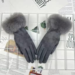 Women Winter Suede Keep Warm Touch Screen Plus Cashmere Fashion Solid Plush Wrist Look Thin Gloves Cold Protection Elasticity