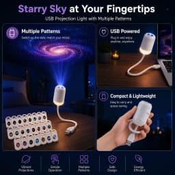 HD 2-in-1 Starry Sky Projectors Lamp USB Powered Galaxy Light Star Projectors Plug and Play Birthday Gifts for Adults Girls Boys
