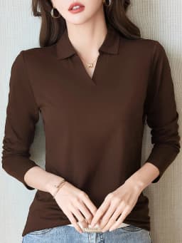 Women's Casual Chic Shirt - Long Sleeve, Button Detail, Semi-Sheer Cotton Blend, Machine Washable - Perfect for Spring & Fall
