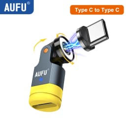 AUFU 1PIN Magnetic OTG Adapter For iPhone Xiaomi 540 Rotate Elbow Magnet Micro USB to Type C Male Converter for HUAWEI Samsung