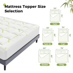 JHK Bamboo Fiber Soft Mattress Topper with Deep Pockets 400g Thick Mattress for Back Pain Relief Breathable Cooling Material