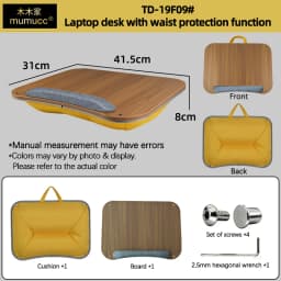 Mumucc's Laptop Desk With Lumbar Support & Accessories, Including A Detachable Tabletop, A Cushion Filled With Foam Particles