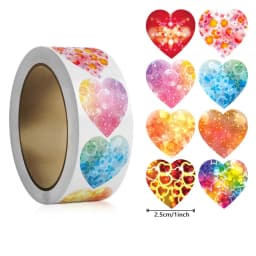 50-500 Labels Love Rainbow Sticker Heart Shape Scrapbooking Gift Packaging Party Wedding Valentine's Day Stationery Sticker
