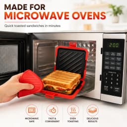 Microwave Sandwich Maker Non Stick Toastie Grill Pan With Silicone Mitts Removable Baking Plates For Fast Breakfast