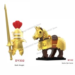Medieval Military Castle Black Hawk Knight Building Blocks Gothic Cavalry Armor Shield Axe Soldier Figure Accessories Bricks Toy