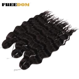 FREEDOM Synthetic Braiding Hair Extensions Deep Wavy 24 inch Long Curly Braids Hair Ombre Brown Rainbow Twist Crochet Hair