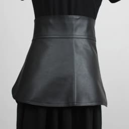 EAM Retro Ruffles Irregular Black Pu Leather Wide Belt Personality Women New Fashion All-match Spring Autumn 2026 1DD4844