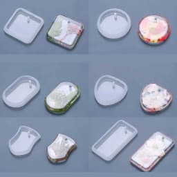 6 Pcs Keychain Epoxy Resin Mold Hanging Pendant Silicone Mould DIY Crafts Jewelry Necklace Casting Mold Drop Shipping