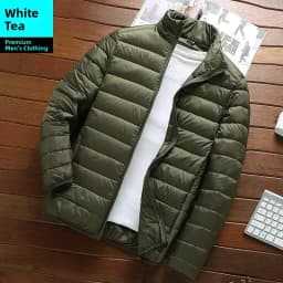 Men's Winter Lightweight down Cotton Jacket Short Casual Stand Collar Warm Top Dad's Cotton Coat Outerwear Slim Fit Style