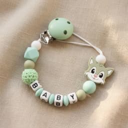 Personalized Baby Pacifier Clip Custom Name Wolf Silicone Teether Chain BPA Free Dummy Holder Newborn Gift