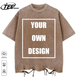 Custom Your Logo Print Summer Cool Snow Wash T-Shirt Cotton Casual Loose Short Sleeve Fashion Retro Tee Soft Couple Streetwear
