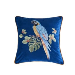 American Decorative Pillowcase Animal Parrot Leopard Embroidered Pillow Case Ornamental Pillows Blue Green Velvet Pillow Cover