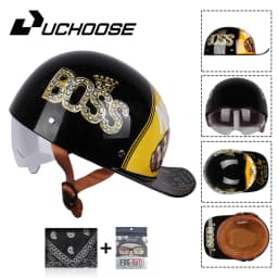 Uchoose Summer Motorcycle Casque DS Baseball Cap Helmet Retro Helmets Vintage Open Face Scooter Cruiser Chopper Gangster