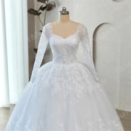 Real Photo 2027 New Bead Crystal White Long Sleeve Lace Bottom Vintage Wedding Dresses For Brides Plus Size Maxi Beautiful Dress