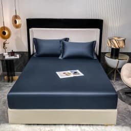 1000TC Premium Egyptian Cotton Fitted Sheet Elastic Bed Sheet, Solid Plain Long Staple Natural Cotton Bed Sheet Pillowcases