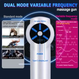 Massage Gun Variable Frequency Dual mode 4x Strike Massager head Massager Body Neck Back Leg Fitness Tool 5 Levels Fascial gun