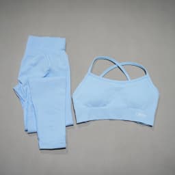 DFDK High Waist Stretch Leggings Set, Seamless Tie Back Sports Top, 2Pcs Workout Suit for Outdoor Fitness Running