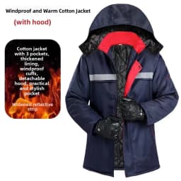 Men's Thickened Cotton Jacket Windproof Warm Winter Workwear Reflective Strip Cold-resistant Outdoor Labor Protection Cold St...